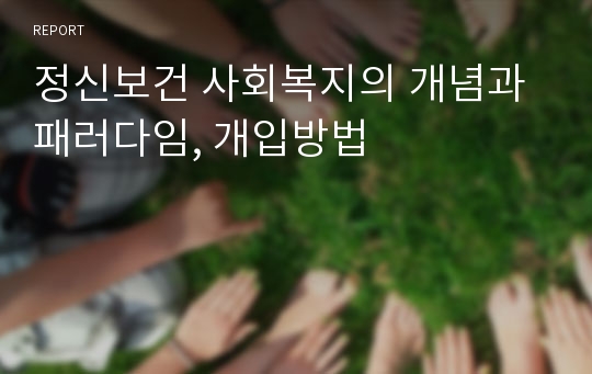 정신보건 사회복지의 개념과 패러다임, 개입방법