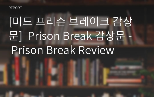 [미드 프리슨 브레이크 감상문]  Prison Break 감상문 - Prison Break Review
