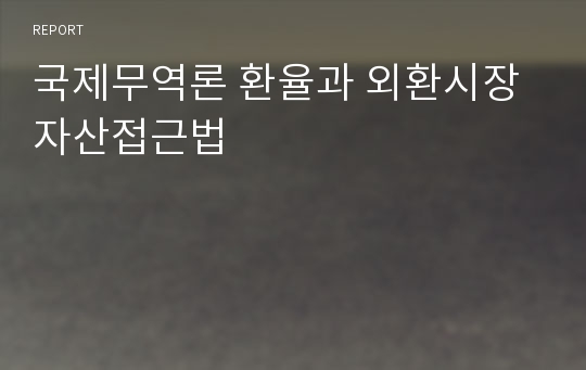 국제무역론 환율과 외환시장 자산접근법