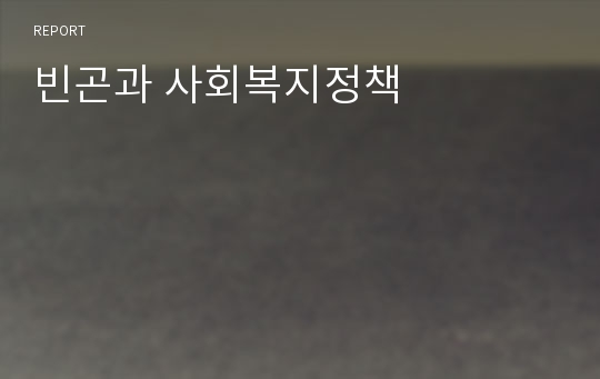 빈곤과 사회복지정책