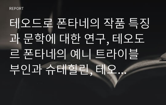 테오드로 폰타네의 작품 특징과 문학에 대한 연구, 테오도르 폰타네의 예니 트라이블 부인과 슈테힐린, 테오도르 폰타네의 소설에 묘사된 조형미술의 기능, 테오도르 폰타네의 샤하 폰 부테노에 나타난 사회비판