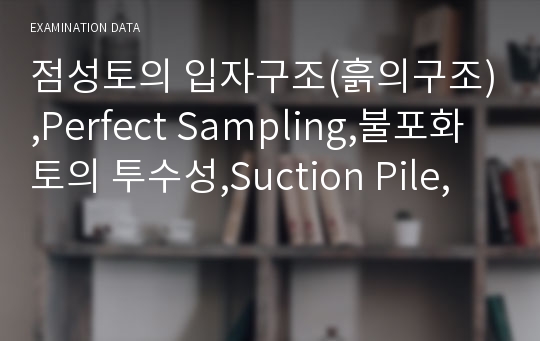 점성토의 입자구조(흙의구조),Perfect Sampling,불포화토의 투수성,Suction Pile,