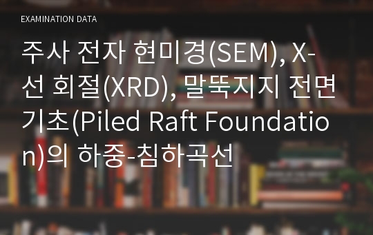 주사 전자 현미경(SEM), X-선 회절(XRD), 말뚝지지 전면기초(Piled Raft Foundation)의 하중-침하곡선
