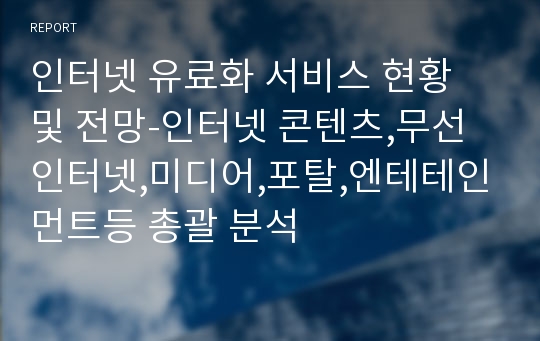 인터넷 유료화 서비스 현황 및 전망-인터넷 콘텐츠,무선인터넷,미디어,포탈,엔테테인먼트등 총괄 분석