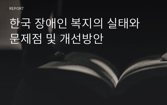 한국 장애인 복지의 실태와 문제점 및 개선방안