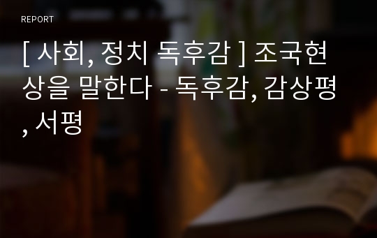 [ 사회, 정치 독후감 ] 조국현상을 말한다 - 독후감, 감상평, 서평