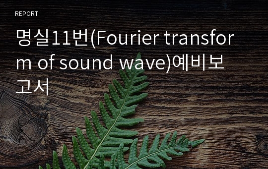 명실11번(Fourier transform of sound wave)예비보고서