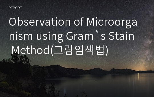 Observation of Microorganism using Gram`s Stain Method(그람염색법)