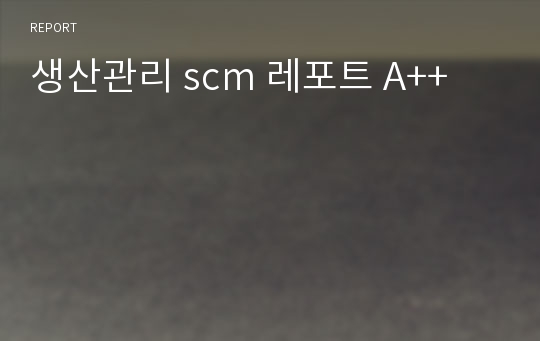 생산관리 scm 레포트 A++