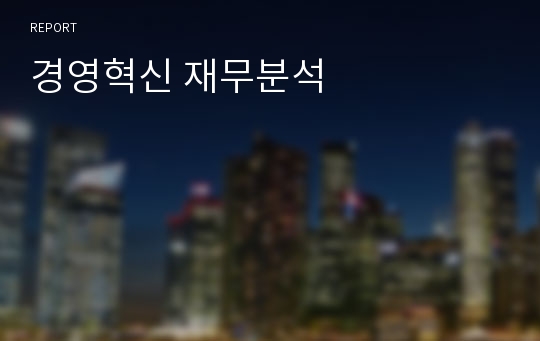 경영혁신 재무분석