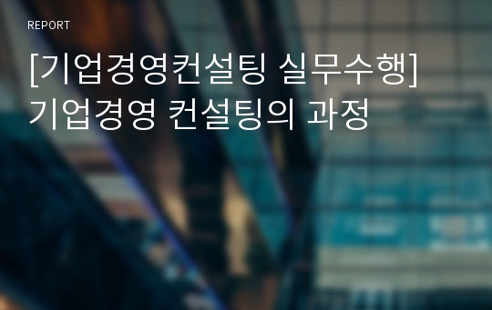 [기업경영컨설팅 실무수행] 기업경영 컨설팅의 과정