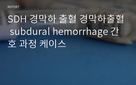 SDH 경막하 출혈 경막하출혈 subdural hemorrhage 간호 과정 케이스