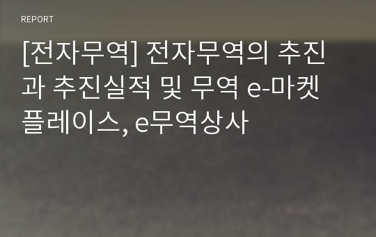 [전자무역] 전자무역의 추진과 추진실적 및 무역 e-마켓플레이스, e무역상사