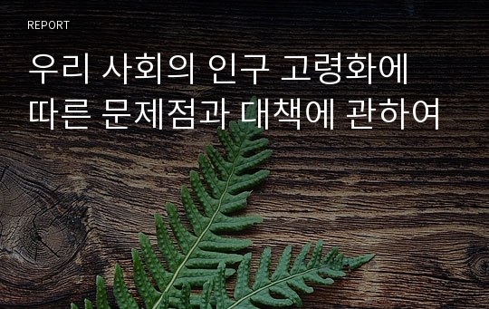 우리 사회의 인구 고령화에 따른 문제점과 대책에 관하여