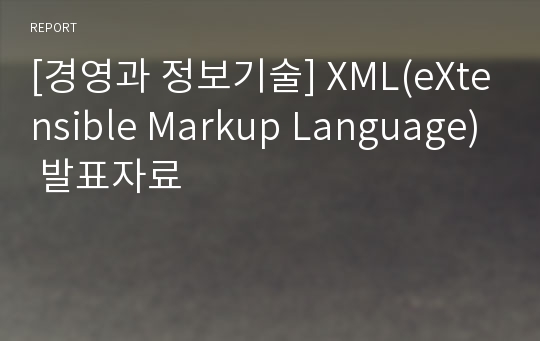 [경영과 정보기술] XML(eXtensible Markup Language) 발표자료