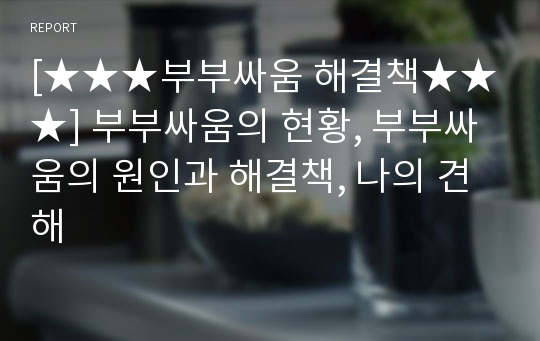 [★★★부부싸움 해결책★★★] 부부싸움의 현황, 부부싸움의 원인과 해결책, 나의 견해