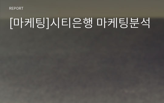 [마케팅]시티은행 마케팅분석