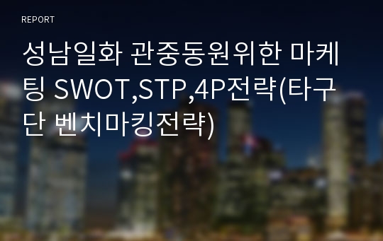 성남일화 관중동원위한 마케팅 SWOT,STP,4P전략(타구단 벤치마킹전략)