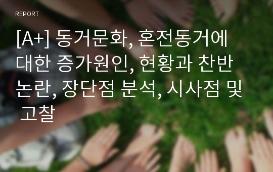 [A+] 동거문화, 혼전동거에 대한 증가원인, 현황과 찬반논란, 장단점 분석, 시사점 및 고찰