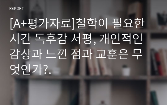 [A+평가자료]철학이 필요한 시간 독후감 서평, 개인적인 감상과 느낀 점과 교훈은 무엇인가?.