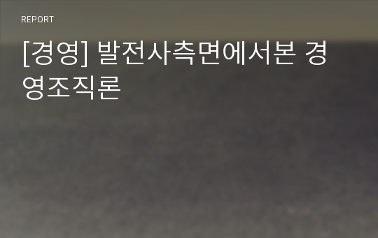 [경영] 발전사측면에서본 경영조직론