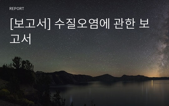 [보고서] 수질오염에 관한 보고서