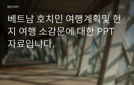 베트남 호치민 여행계획및 현지 여행 소감문에 대한 PPT자료입니다.