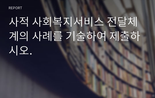 사적 사회복지서비스 전달체계의 사례를 기술하여 제출하시오.