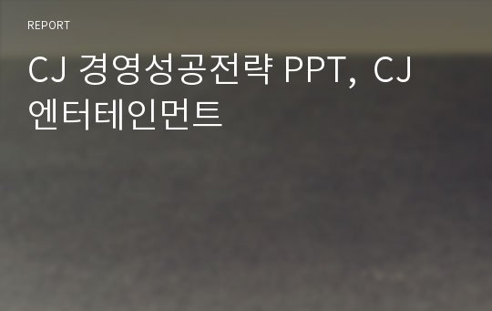 CJ 경영성공전략 PPT,  CJ엔터테인먼트