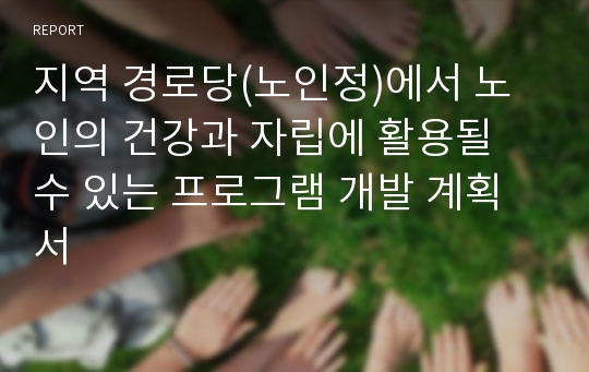 지역 경로당(노인정)에서 노인의 건강과 자립에 활용될 수 있는 프로그램 개발 계획서