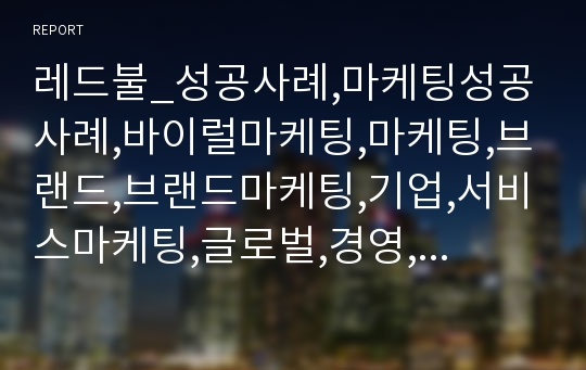 레드불_성공사례,마케팅성공사례,바이럴마케팅,마케팅,브랜드,브랜드마케팅,기업,서비스마케팅,글로벌,경영,시장,사례,swot,stp,4p