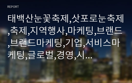 태백산눈꽃축제,삿포로눈축제,축제,지역행사,마케팅,브랜드,브랜드마케팅,기업,서비스마케팅,글로벌,경영,시장,사례,swot,stp,4p