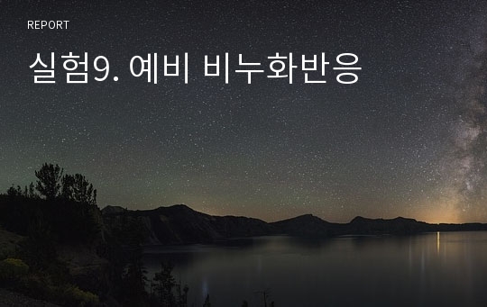 실험9. 예비 비누화반응