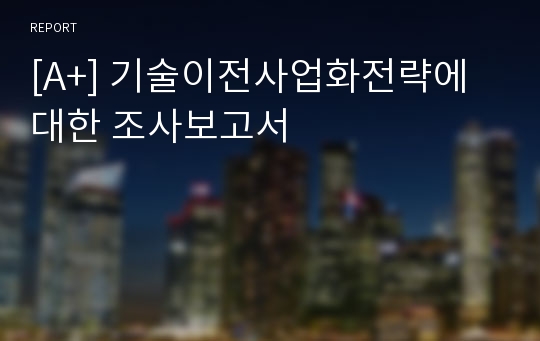 [A+] 기술이전사업화전략에 대한 조사보고서