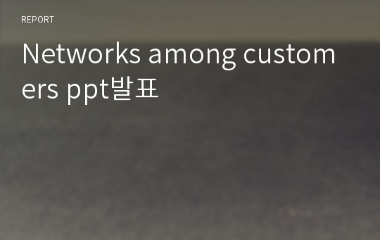 Networks among customers ppt발표