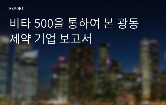 비타 500을 통하여 본 광동 제약 기업 보고서