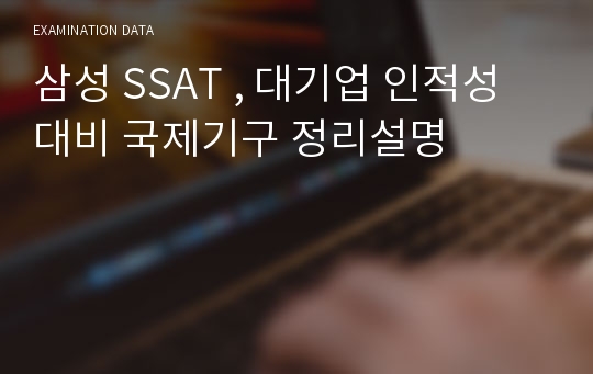 삼성 SSAT , 대기업 인적성 대비 국제기구 정리설명