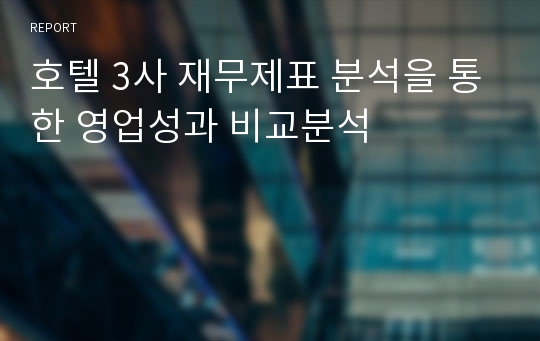 호텔 3사 재무제표 분석을 통한 영업성과 비교분석