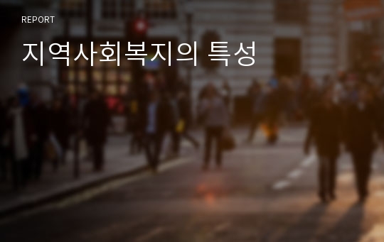 지역사회복지의 특성