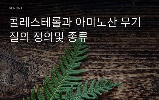 콜레스테롤과 아미노산 무기질의 정의및 종류