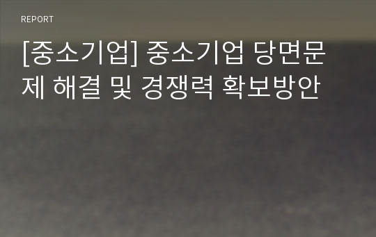 [중소기업] 중소기업 당면문제 해결 및 경쟁력 확보방안