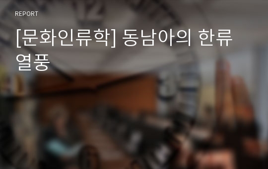[문화인류학] 동남아의 한류열풍