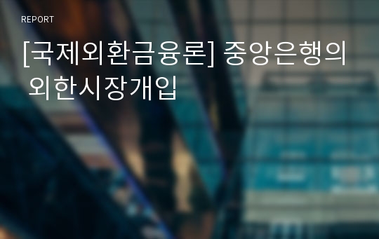[국제외환금융론] 중앙은행의 외한시장개입