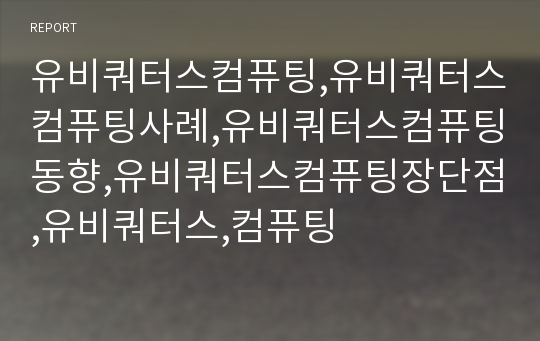 유비쿼터스컴퓨팅,유비쿼터스컴퓨팅사례,유비쿼터스컴퓨팅동향,유비쿼터스컴퓨팅장단점,유비쿼터스,컴퓨팅