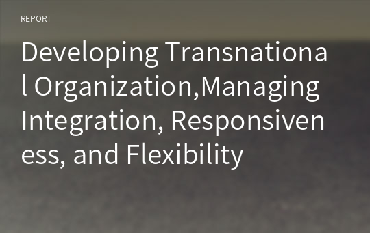 Developing Transnational Organization,Managing Integration, Responsiveness, and Flexibility