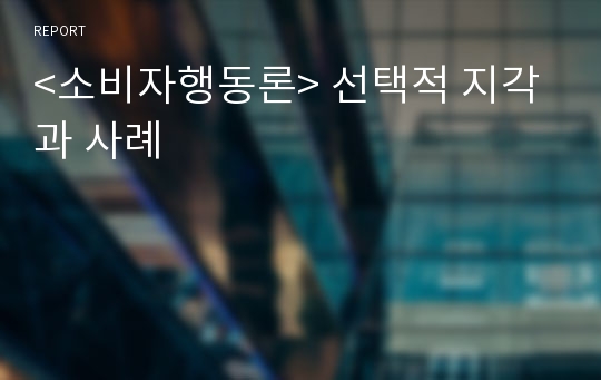 &lt;소비자행동론&gt; 선택적 지각과 사례