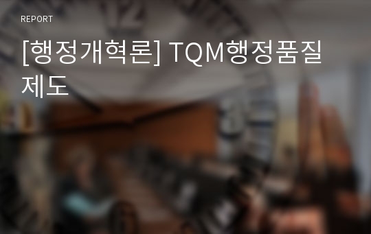 [행정개혁론] TQM행정품질제도