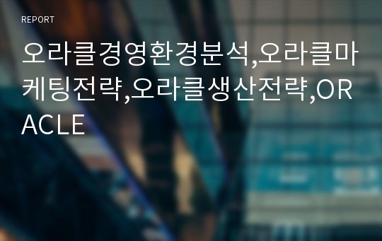 오라클경영환경분석,오라클마케팅전략,오라클생산전략,ORACLE