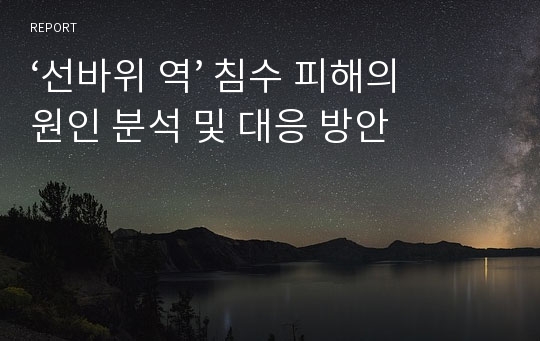 ‘선바위 역’ 침수 피해의 원인 분석 및 대응 방안