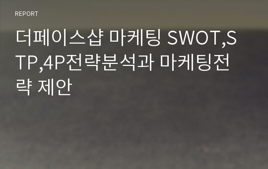 더페이스샵 마케팅 SWOT,STP,4P전략분석과 마케팅전략 제안